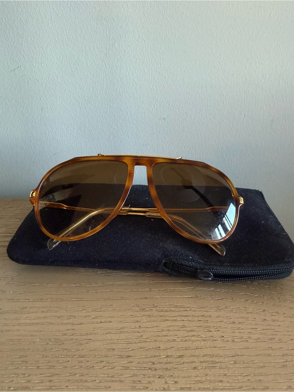 Celine Brown Aviator Sunglasses with Case